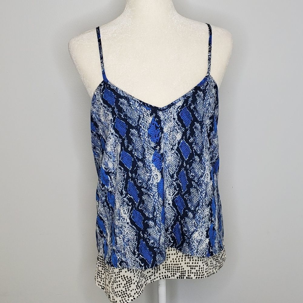 BAR III tank top blue‎ snakeskin print spaghetti strap M